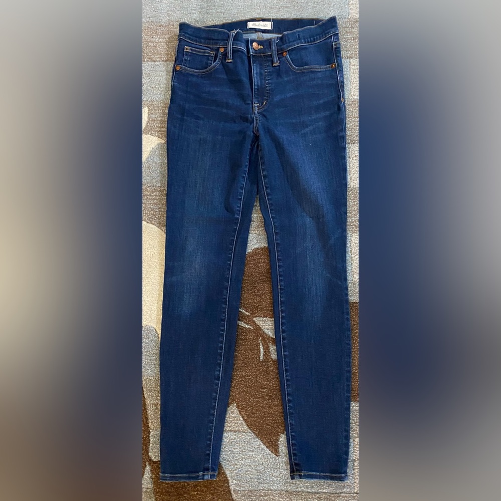 Madewell 9” High-Rise Skinny Jeans Dark Blue Wash - Picture 2 of 7